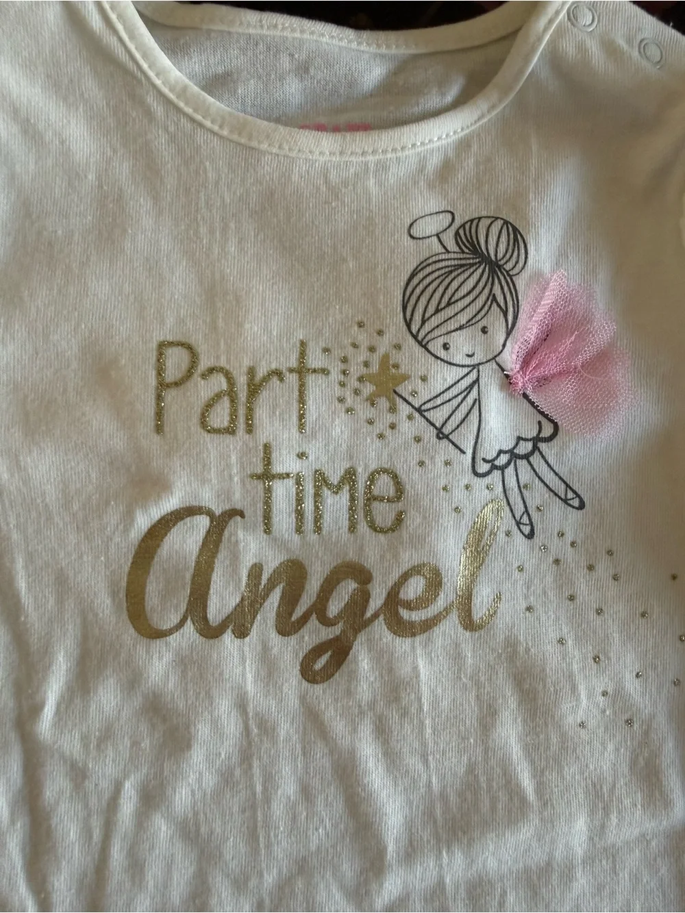 Baby Grand Signature 12 Months 2 Piece Pink Angel Gold Polka Dot Skirt Outfit